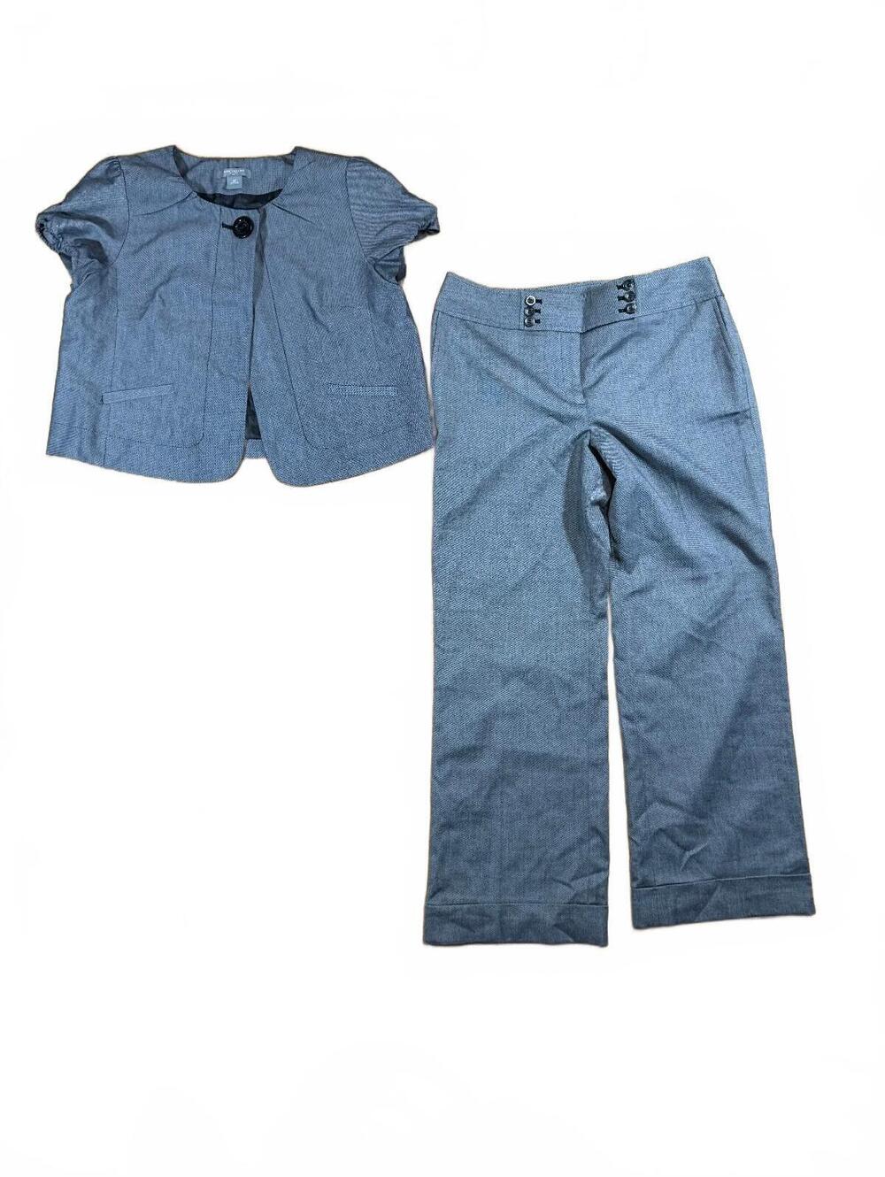 Y2K Ann Taylor 2 Piece Gray Office Siren Y2K Matching Set Size 12 Petite